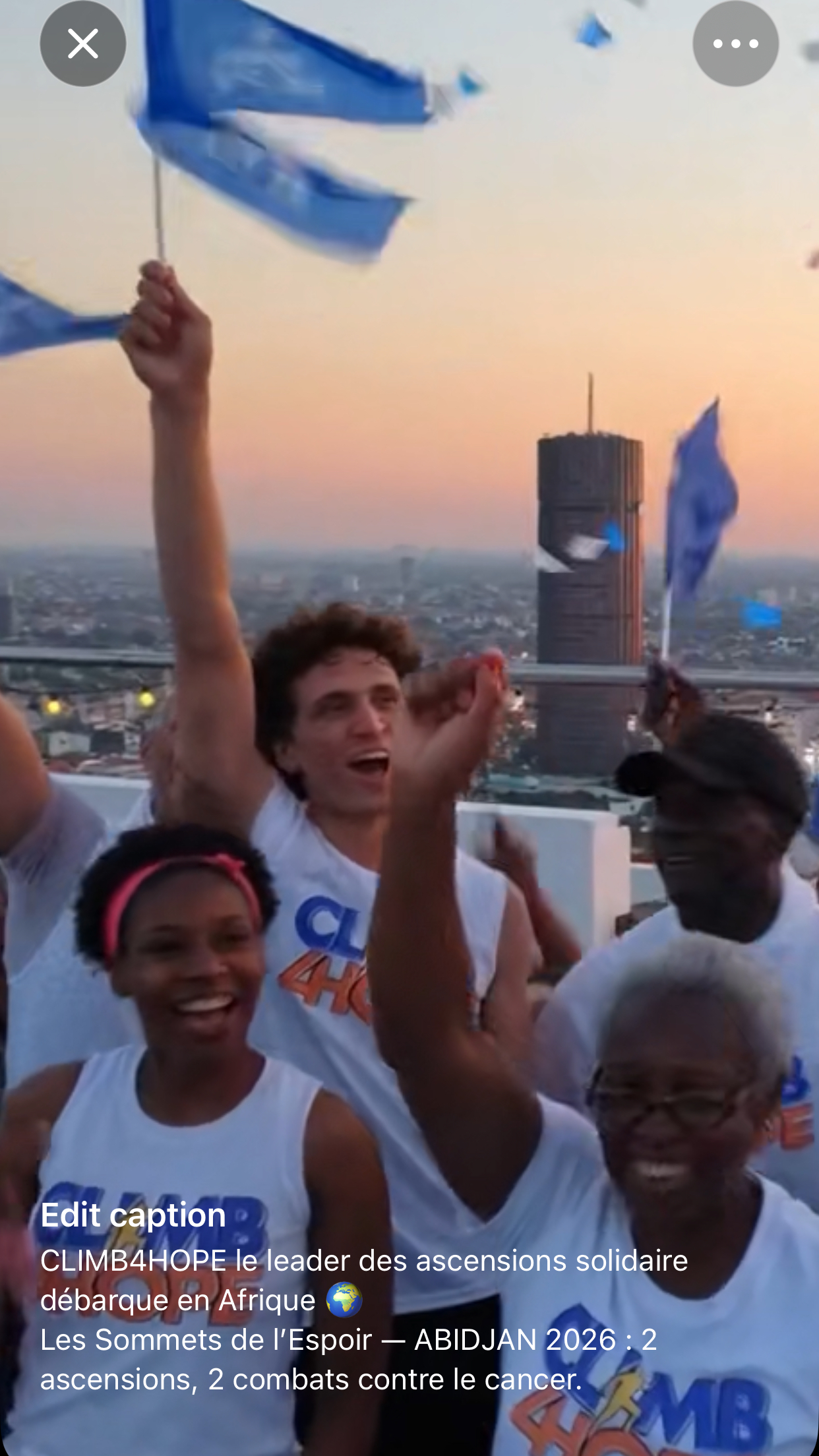 A corporate team taking part in a CLIMB4HOPE solidarity climb